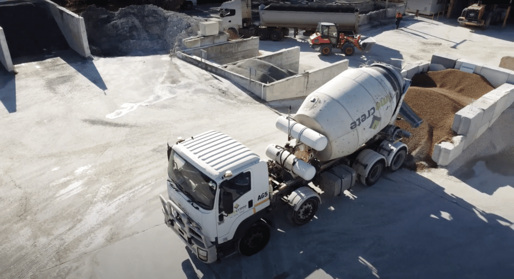 A Limecrete concrete mixer using Concrete Ready Mix Tracking & Software